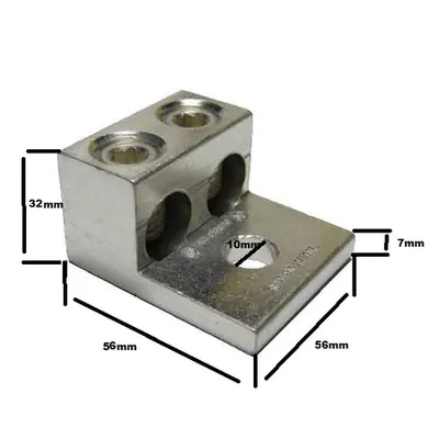 Clema tunel dubla - din aluminiu, pentru conductor 2x350