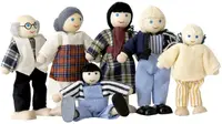 Papusi din lemn Woody - Familie, 6 bucati