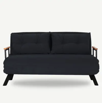 Canapea extensibila SANDO, 2 locuri, negru, 133x78x78 cm