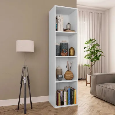 vidaXL Bibliotecă/Dulap TV, alb, 36x30x143 cm, lemn prelucrat