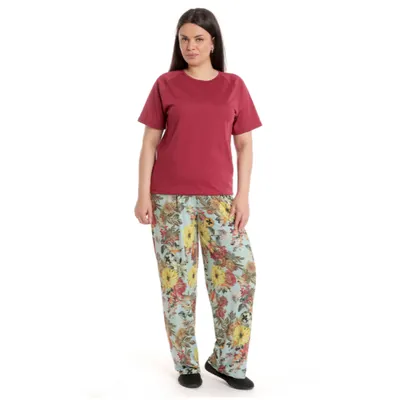 Tinuta dama AV2336 grena/bleu floral, Andana | marimea S