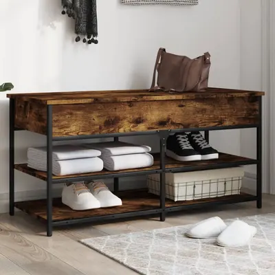 vidaXL Bancă de pantofi, stejar fumuriu, 100x42,5x50 cm lemn prelucrat