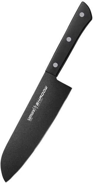 Cuțit Santoku Samura - Shadow, 17.5 cm, acoperire neaderentă neagră