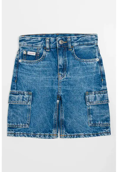 Blugi scurti cargo relaxed fit - Albastru petrol