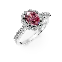 Inel din aur alb cu un rubin oval de 1.46ct si diamante de 0.65ct