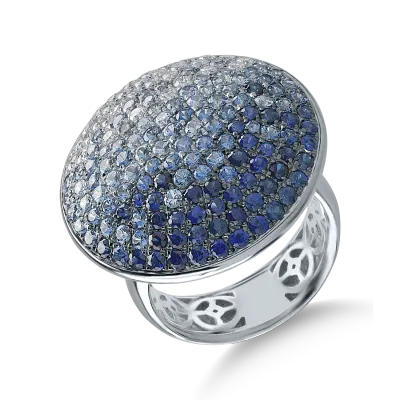Inel din aur alb cu safire albastre de 3.32ct si diamante de 0.69ct