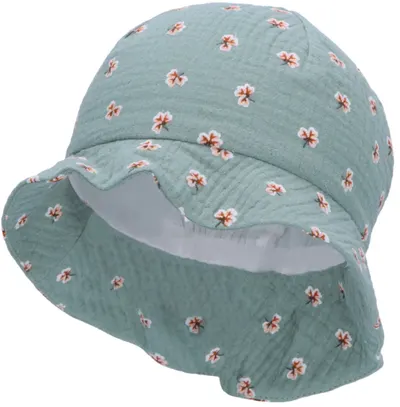 Pălărie de vară cu protecție UV 50+ Sterntaler - Cu imprimeu floral, 47 cm, 9-12 luni, verde