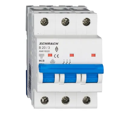 Intreruptor automat modular (MCB) AMPARO 6kA, B 20A, 3-poli