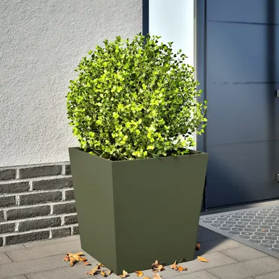 Gossi jardiniera de gradina, verde masliniu, 50x50x50 cm, otel