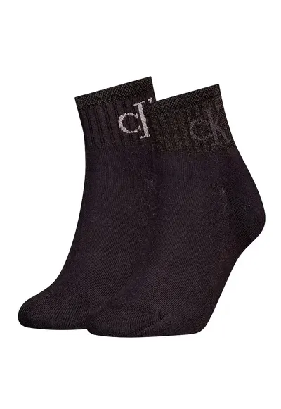 Set de sosete scurte cu model logo - 2 perechi - Negru stins