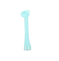 Lingurita si furculita 2 in 1 din silicon moale KikkaBoo Giraffe Mint multifunctionala