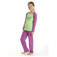 Pijama copii (fete) AP2307 mov lila/vernil, Andana | marimea 34 (7/8 ani)