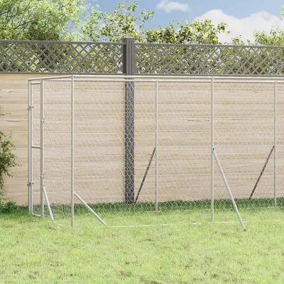 vidaXL Padoc de exterior pentru câini argintiu 2x6x2 m oțel galvanizat