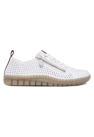 Pantofi dama - piele naturala - alb - varf rotund