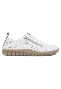 Pantofi dama - piele naturala - alb - varf rotund -