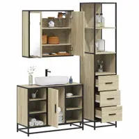 Gossi set mobilier de baie, 3 piese, stejar sonoma, lemn prelucrat