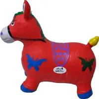 Calut de sarit gonflabil Novokids Jumping Donkey cu Sunete si lumini, Dimensiuni 55X50X25 cm, Pentru interior si exterior, Maxim 50 kg, Rosu