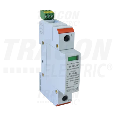 Descarcator de supratensiuni,AC,cl.2,elem.modular inlocuibil TTV2-40-1P 230 V, 50 Hz, 20/40 kA (8/20 us), 1P