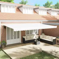 vidaXL Copertină retractabilă Alb 600 × 300 cm Poliester și Aluminiu