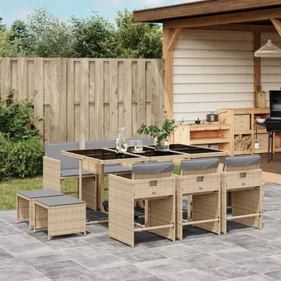 Gossi set mobilier gradina cu perne, 11 piese bej combinat poliratan
