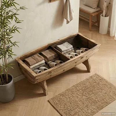 vidaXL Bancă depozitare, Lemn masiv și material textil 103x51x44 cm