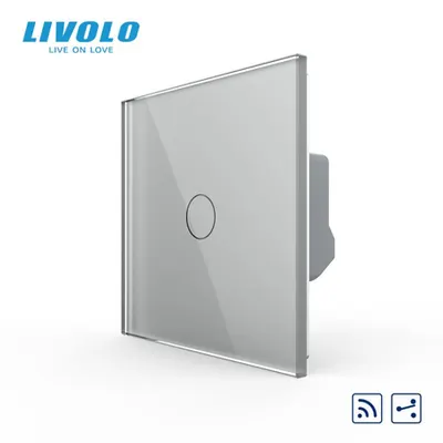 Intrerupator simplu tactil, wireless - control din telecomanda RF, cap scara / cap cruce, cu panou sticla, Generatia Noua Gri