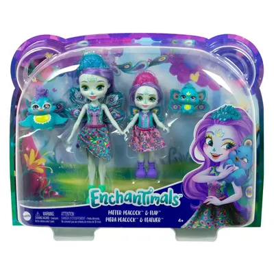 Set de păpuși Enchantimals - Patter &amp; Piera Peacock, 4 piese