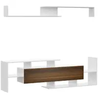 HOMCOM Dulap TV cu Poliță de Perete, Rafturi Deschise și Dulap Închis pentru Sufragerie și Dormitor, 153,6x25x42 cm, Alb | Aosom Romania