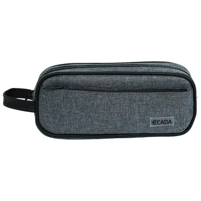 Penar tip etui, 2 fermoare, 21.5x5.5x10cm, gri, 78506, Ecada