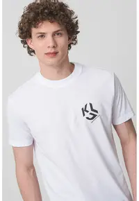 Tricou din amestec de bumbac organic cu model monograma - Negru/Alb optic