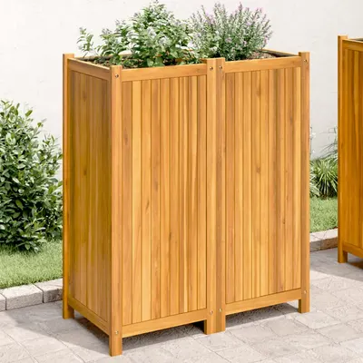 vidaXL Jardinieră de grădină cu căptușeală, 84x42x100 cm, lemn acacia