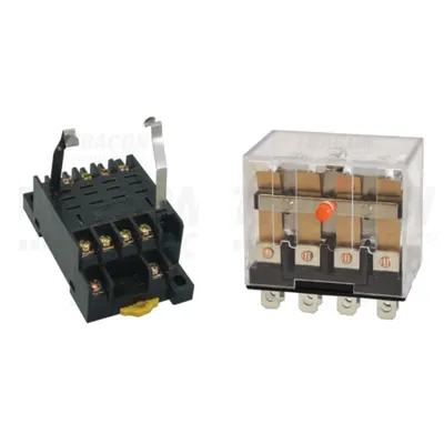 Pachet Releu Miniaturizat RL14-48DC (48V DC, 4CO, 10A) si Soclu Releu RSPTF-14A (14 Pini)