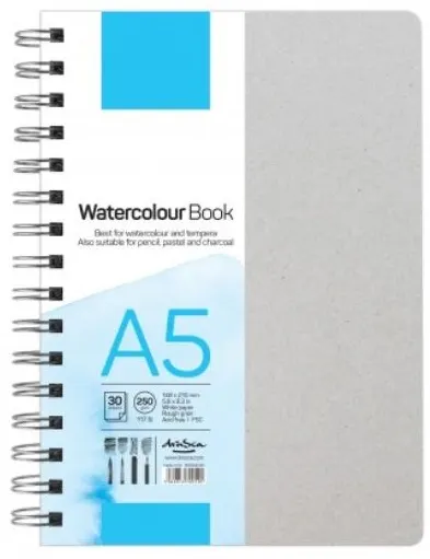 Caiet de schițe pentru desen cu spirală Drasca - Watercolour book, 30 coli, A5