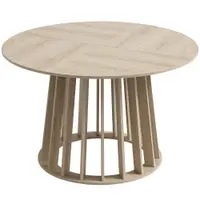 HOMCOM Masă rotundă pentru 4–6 persoane, Ø 120 x 75 cm, masă de bucătărie cu picior din șipcă rezistent, lemn natural | Aosom Romania