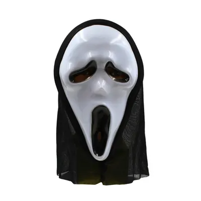 Mască pentru Halloween, Goodmark, model Ghost Face, cu glugă neagră, one size
