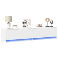 vidaXL Comodă TV de perete cu lumini LED, alb, 180x31x38 cm