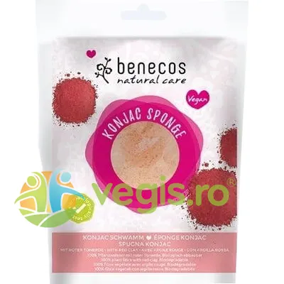 Burete Konjac cu Argila Rosie pentru Ten Sensibil 5g