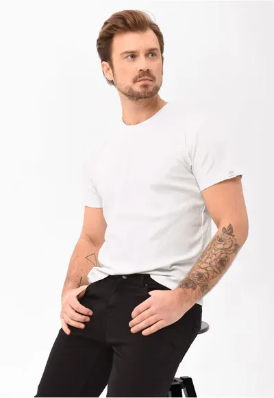 Tricou uni din bumbac - Comfort Fit - T-Bas - crem