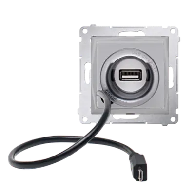 Incarcator USB si Micro -USB, 5V/DC; silver mat metalic