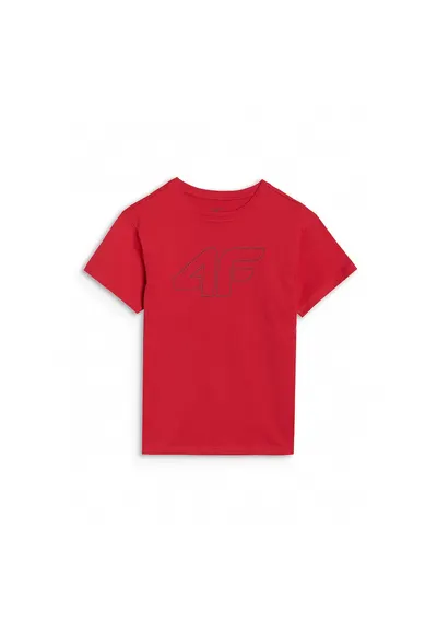 Tricou Oversize Baieti Junior - Bumbac 100% - Rosu - Sportstyle - Marime 122 - Imprimeu Logo Frontal - Sezon SS25