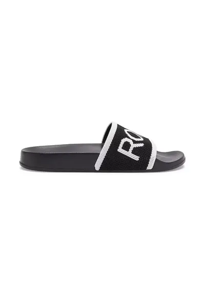 Papuci cu aspect tricotat Slippy - Alb/Negru