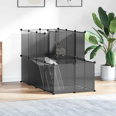vidaXL Cușcă pentru animale mici, negru, 142x74x93 cm, PP și oțel