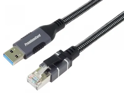 Cablu de retea USB 3.2-A la RJ45 LAN Cat.6 FTP T-T 3m, kunet3
