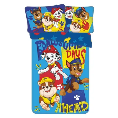 Lenjerie de pat pentru copii albastră din bumbac pentru pătuț 100x135 cm Paw Patrol "Pawsome days ahead" – Jerry Fabrics