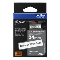 Banda continua laminata adeziv puternic, Brother TZe-S251, 24mm, 8m pentru aparat etichetare imprimanta brother