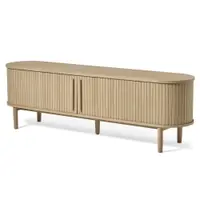 Comodă TV în culoare naturală cu aspect de lemn de stejar 180x56x40 cm Meta – Unique Furniture