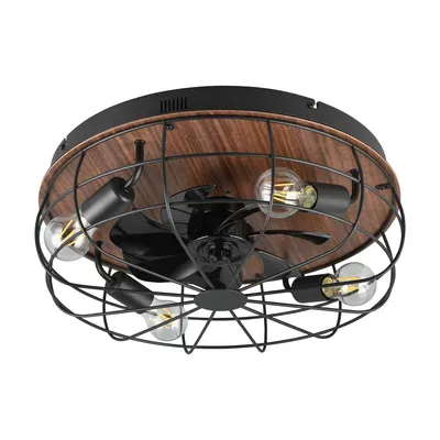 Plafonieră negru-mat/maro cu control prin telecomandă, cu ventilator Trondheim – Reality