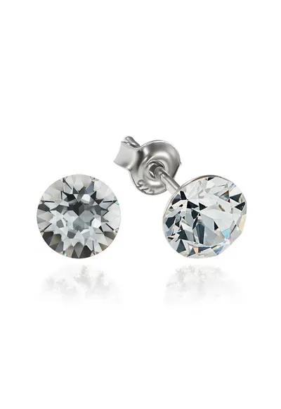 Cercei Argint 925 placat cu rodiu cu cristale Swarovski® Xirius 6mm - Argintiu