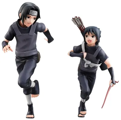 Set de statuete Megahouse Animation: Naruto Shippuden - Itachi & Sasuke Uchiha, 15 cm