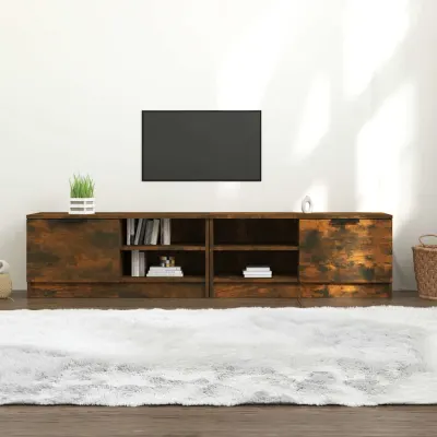 vidaXL Comodă TV, 2 buc.,stejar fumuriu, 80x35x36,5 cm, lemn prelucrat